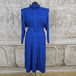 Vintage 1980s Avante Garde Dress Blue Shirt Dress Oversized New Wave 80s VTG
